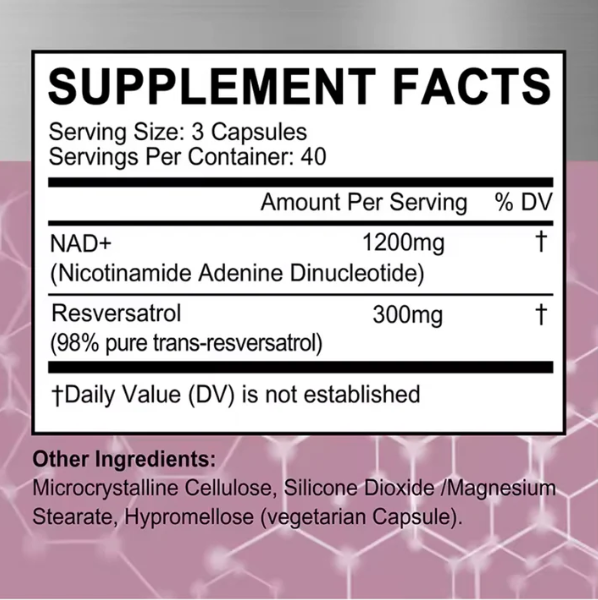 NAD+RESVERATROL 60 CAPSULAS - Redefina el Envejecimiento.
